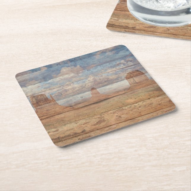 Porta-copo De Papel Quadrado Desert Landscape Sandstone Buttes And Heavenly Sky (Inclinado)