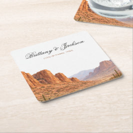 Porta-copo De Papel Quadrado Desert Mountain Landscape Southwestern Wedding
