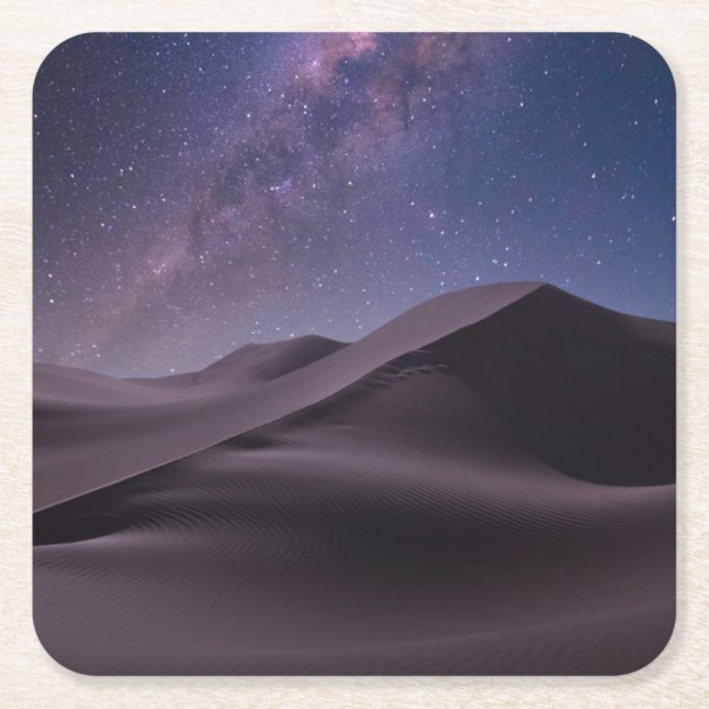 Porta-copo De Papel Quadrado Desertos | Via Látea Starry Sky Sand Dune Dubai (Frente)