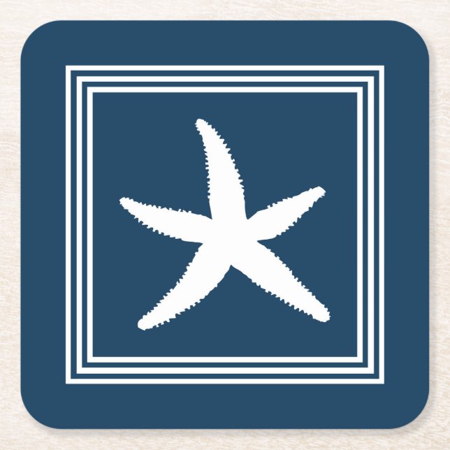 Porta-copo De Papel Quadrado Design aquático (Frente)