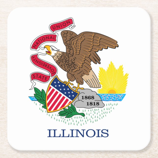 Porta-copo De Papel Quadrado Design da bandeira do estado de Illinois (Frente)