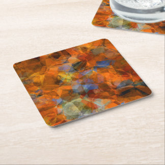 Porta-copo De Papel Quadrado Design de abstrato moderno cor de laranja enferruj