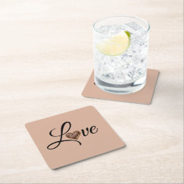 Porta-copo De Papel Quadrado Design de Amor Coração de Leopardo Glamour