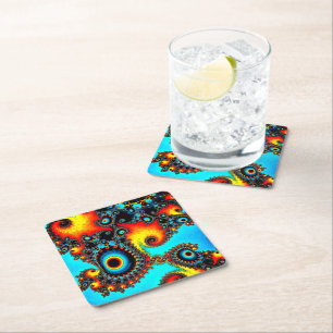 Porta-copo De Papel Quadrado Design de Círculo