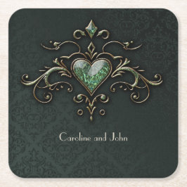 Porta-copo De Papel Quadrado Design de colheita elegante e romântica.