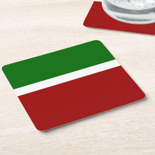 Porta-copo De Papel Quadrado Design de Estilo de Bloco de Cor Verde Vermelho