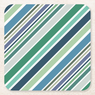 Porta-copo De Papel Quadrado Design de faixas diagonais coloridas