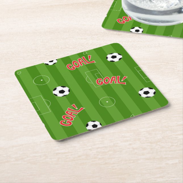 Porta-copo De Papel Quadrado Design de Futebol de Goal Soccer (Inclinado)