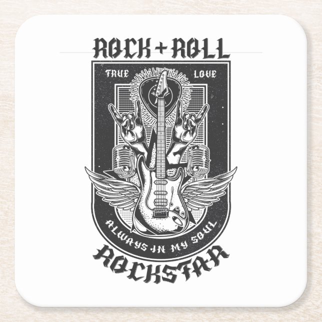 Porta-copo De Papel Quadrado Design de Guitar Rock (Frente)