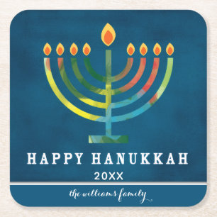 Porta-copo De Papel Quadrado design de Hanukkah personalizado
