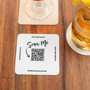 Porta-copo De Papel Quadrado Design de Negócios Minimalista Código QR Scan Me