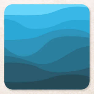 Porta-copo De Papel Quadrado Design de ondas retrógradas de mar azul