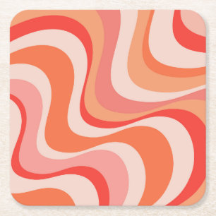 Porta-copo De Papel Quadrado Design de ondas retrorreflectoras modernas colorid