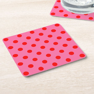 Porta-copo De Papel Quadrado Design de Padrão do Bolinhas Vermelho a Rosa
