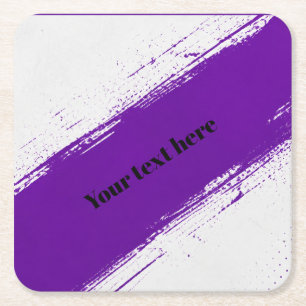 Porta-copo De Papel Quadrado Design de Tipografia Branco Roxo Personalizado
