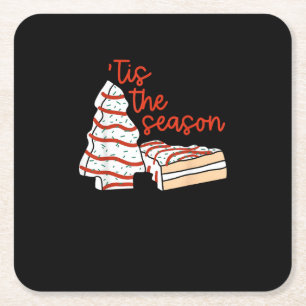 Porta-copo De Papel Quadrado Design Divertido É a Temporada Árvore de Natal