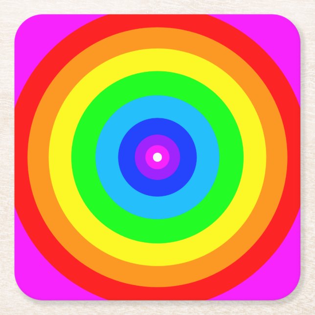 Porta-copo De Papel Quadrado Design do círculo arco-íris-40686 (Frente)