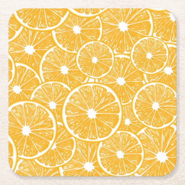 Porta-copo De Papel Quadrado Design do padrão das fatias laranja (Frente)