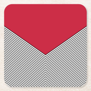 Porta-copo De Papel Quadrado Design e triângulo vermelho, preto e branco