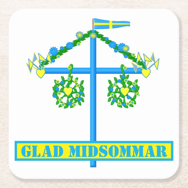 Porta-copo De Papel Quadrado design escandinava,Midsommar Glad Personalizado (Frente)