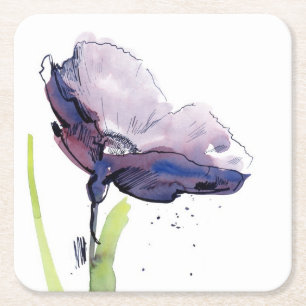 Porta-copo De Papel Quadrado Design floral do verão com abstrato pintado à m