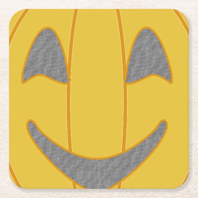 Porta-copo De Papel Quadrado Design Halloween Laranja Cheio de Pumpkin (Frente)