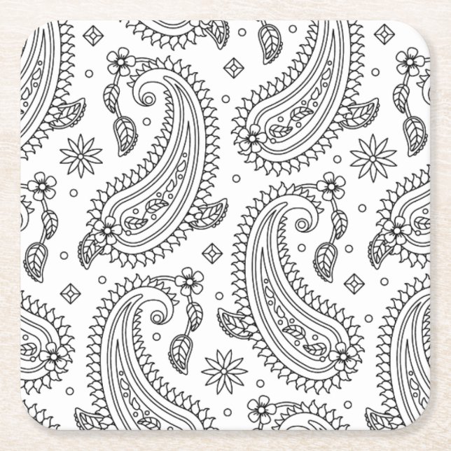 Porta-copo De Papel Quadrado Design inspirado de Paisley