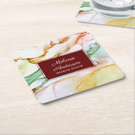 Porta-copo De Papel Quadrado Design interno do Pastel rosa-claro moderno