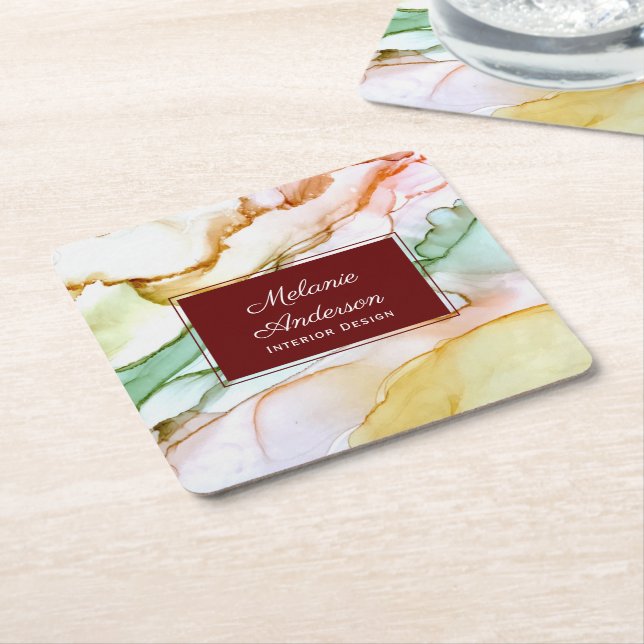 Porta-copo De Papel Quadrado Design interno do Pastel rosa-claro moderno (Inclinado)