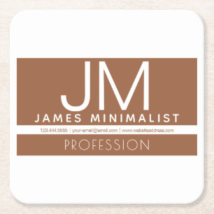 Porta-copo De Papel Quadrado Design Minimalista Profissional Moderno   Marrom e