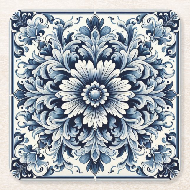 Porta-copo De Papel Quadrado Design português (Frente)