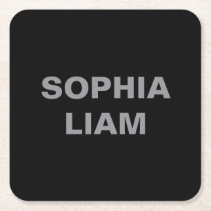 Porta-copo De Papel Quadrado Design Quadrado de Nome Personalizado Minimalista