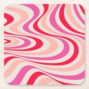 Porta-copo De Papel Quadrado Design retrorreflector cor-de-rosa, vermelho e cin