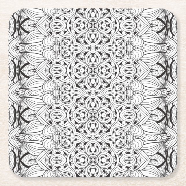 Porta-copo De Papel Quadrado Design tribal (Frente)