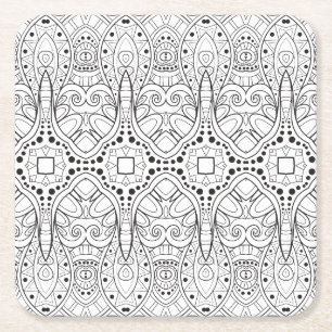 Porta-copo De Papel Quadrado Design tribal de Zendoodle