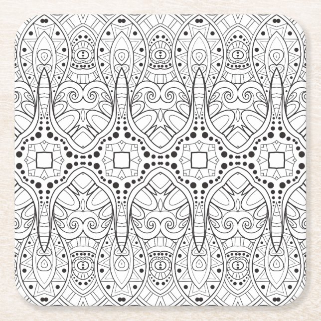 Porta-copo De Papel Quadrado Design tribal de Zendoodle (Frente)