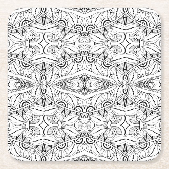 Porta-copo De Papel Quadrado Design tribal inspirado (Frente)