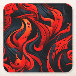 Porta-copo De Papel Quadrado Design vermelho e preto