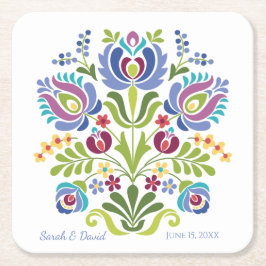 Porta-copo De Papel Quadrado Design violet floral húngaro