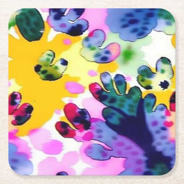 Porta-copo De Papel Quadrado Design vívido colorido (Frente)