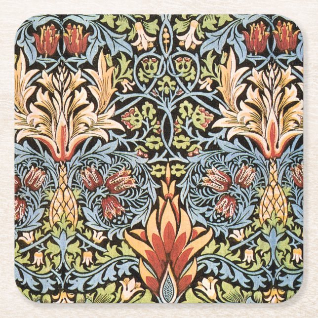 Porta-copo De Papel Quadrado Design William Morris Snakeshead (Frente)