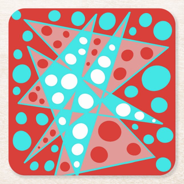 Porta-copo De Papel Quadrado Designs abstratos retrorreflectores em vermelho, b (Frente)