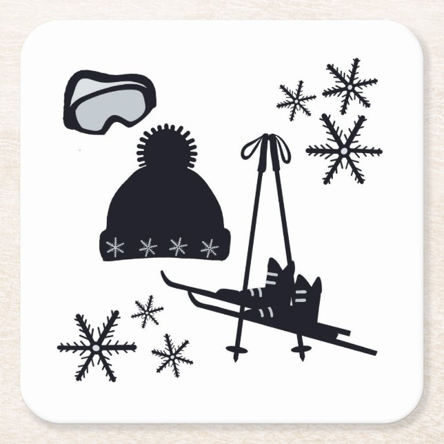 Porta-copo De Papel Quadrado Designs de neve de diferentes itens (Frente)