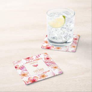 Porta-copo De Papel Quadrado Despedida de Solteira Tropical Último Brinde na Co