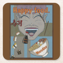 Porta-copo De Papel Quadrado Dessous-de-verre en papier Happy food