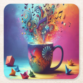 Porta-copo De Papel Quadrado Dessous-de-verre en papier musicale