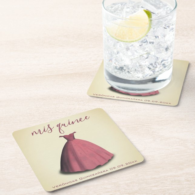 Porta-copo De Papel Quadrado Desvio de mesa Quinceañera mis quince (Criador carregado)