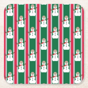 Porta-copo De Papel Quadrado Detetive Snowman de Natal divertido e Rico
