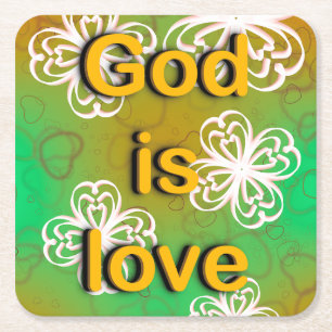 Porta-copo De Papel Quadrado Deus é amor