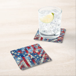 Porta-copo De Papel Quadrado Dia da Independência Patriótica Vermelha, Branca e